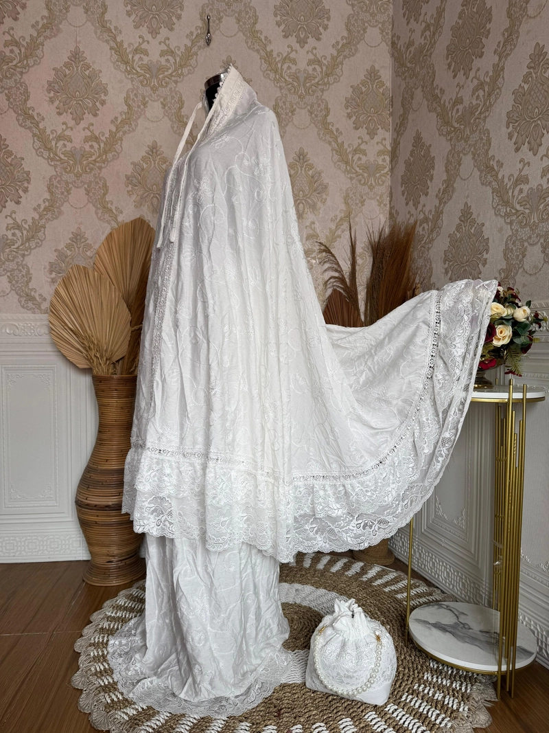 Product image SRIAYU COLLECTION - mukena Bordir bunga mahkota terbaru ALL SIZE PUTIH