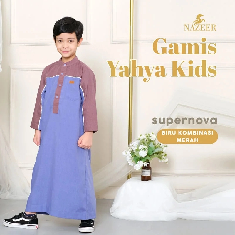 Product image Nazeer - Gamis Teen Yahya Anak Remaja Pria 10 Biru Merah