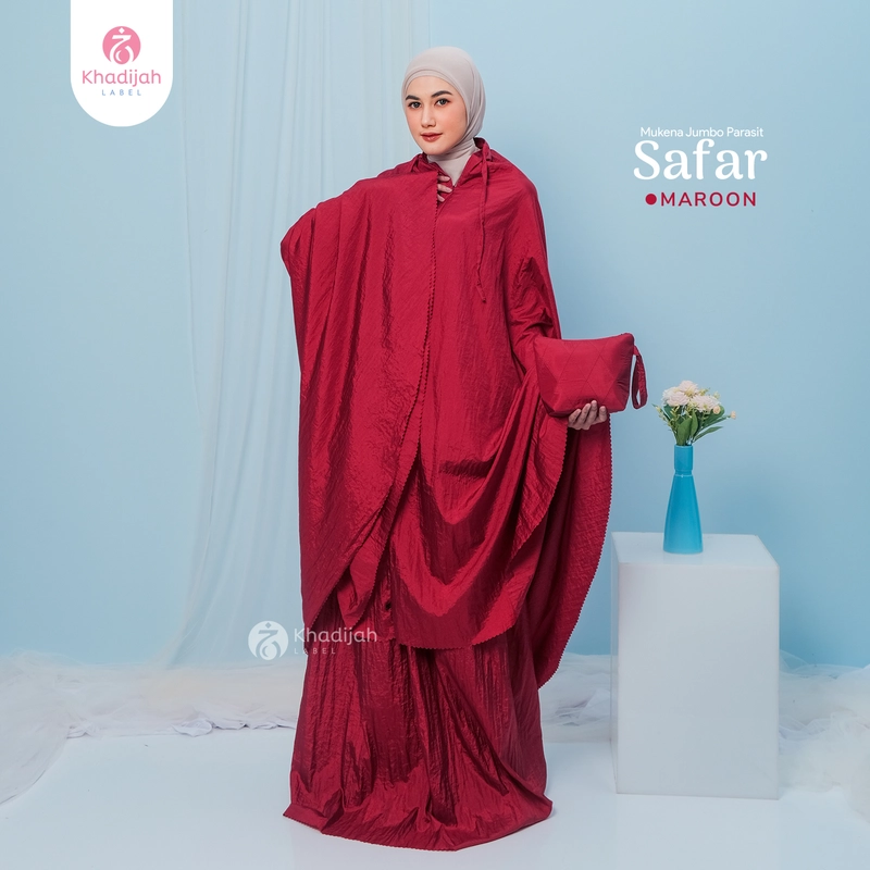 Product image Mukena Jumbo Safar Parasit 2 in 1 Size XXL Maroon