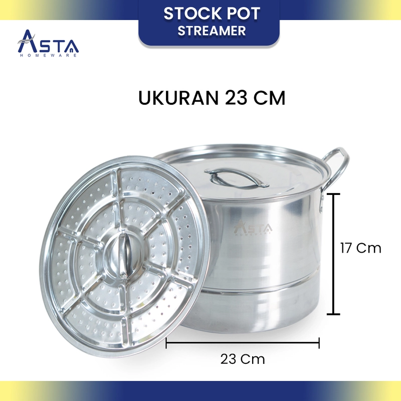 Product image Asta Dandang Kukus Panci Kukusan Stainless Asta Steamer Tebal - Satuan Ukuran 23 cm