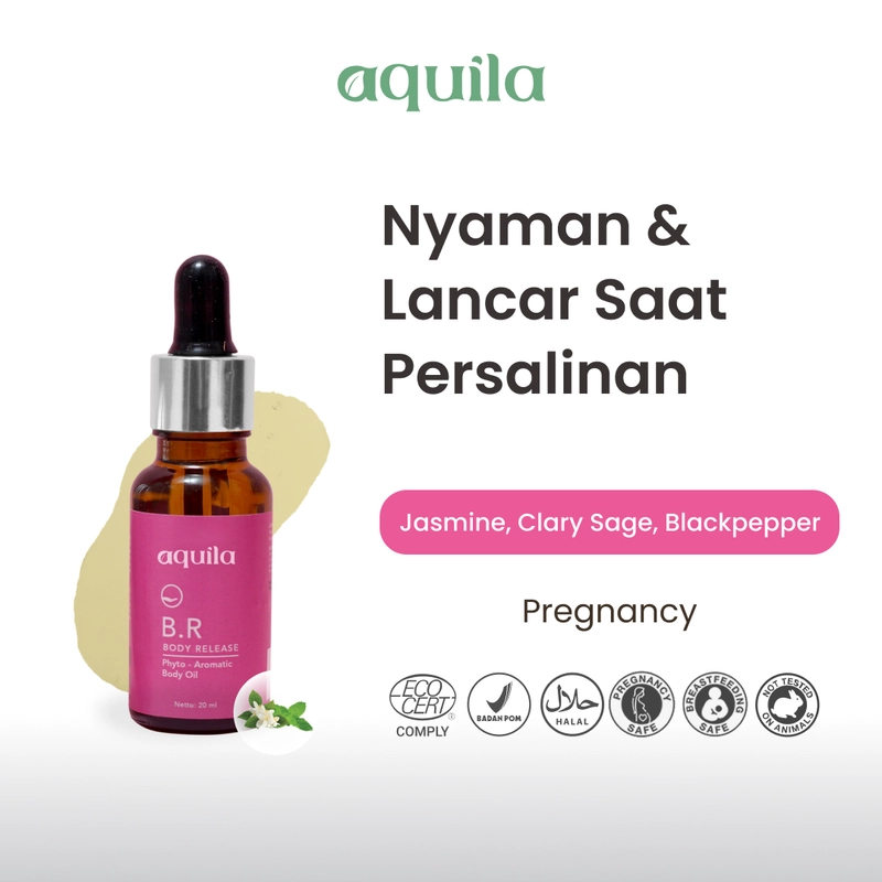Product image Aquila Body Release/Birtha Release/Mengurangi Nyeri Konstraksi/ASI Booster Oil 20ml all skin type