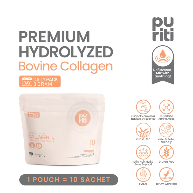 Product image PURITI Premium Collagen Drink 1 Pouch 10 Sachets/3gr - Minuman Kolagen BPOM Puriti Collagen 1 Pouch