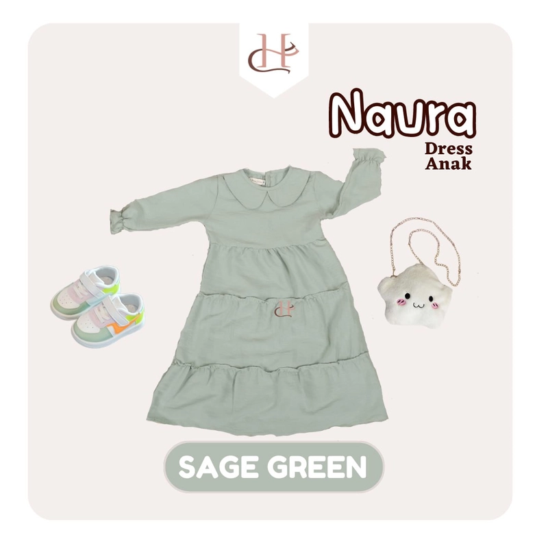 Product image Hazrina - NAURA DRESS KIDS XXS SAGE GREEN