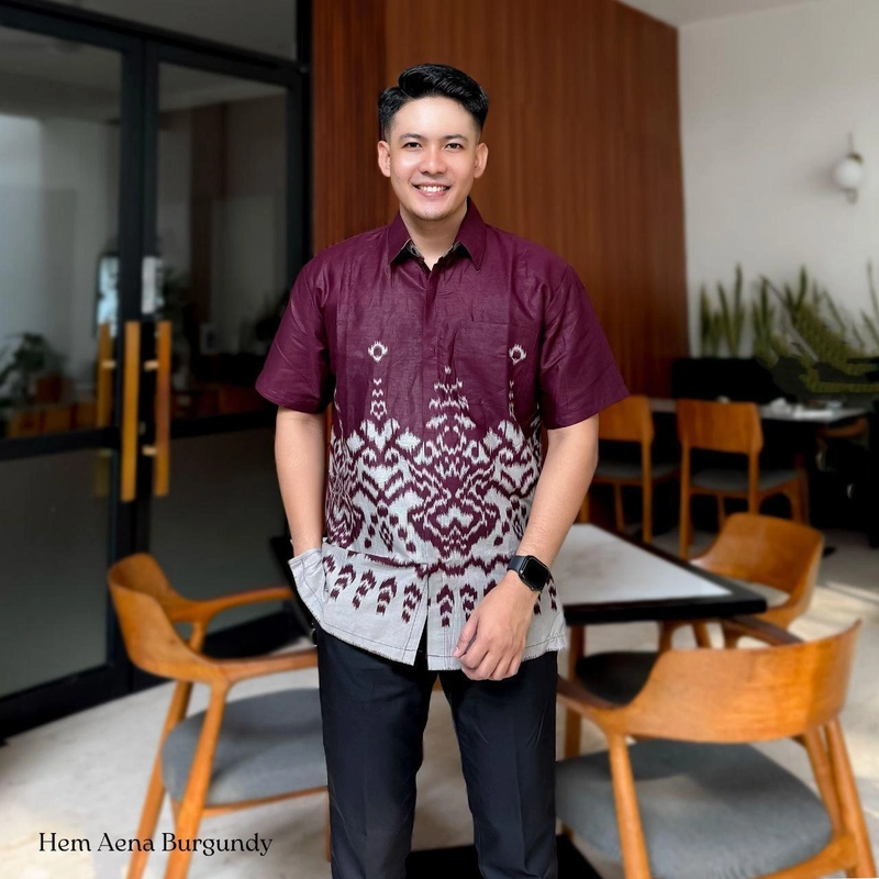 Product image Kois Batik - Batik Coupel blouse hem pasangan bisa dibeli terpisah motif aena L hem aena burgundy