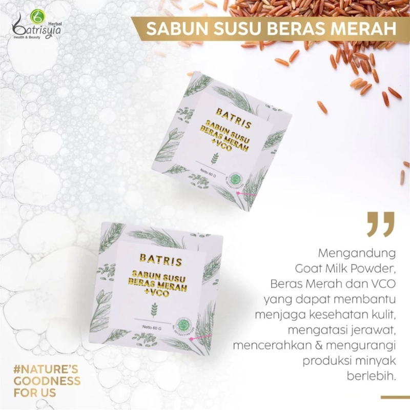 Product image Batrisyia Sabun Beras Merah + Susu + VCO 60 gr Sabun Beras Merah