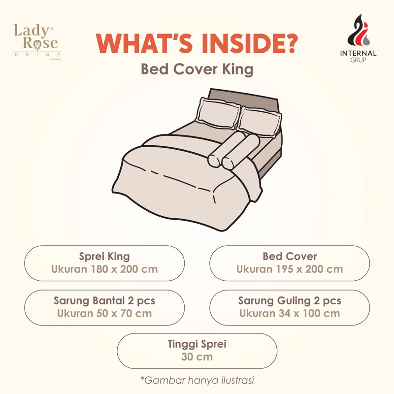 Product image LADY ROSE OFFICIAL - Lady Rose Prime - Bed Cover Set Pikka 180x200x30 King Fitted