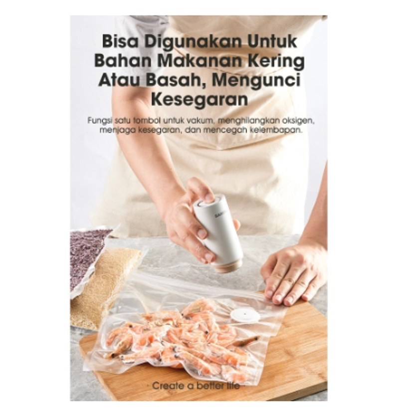Product image UTAMAMEGA - Samono SW-VAP10 Vacuum Sealer Air Pump Mesin Pompa Vakum Plastik Makanan Rechargable Type SW-VAP10