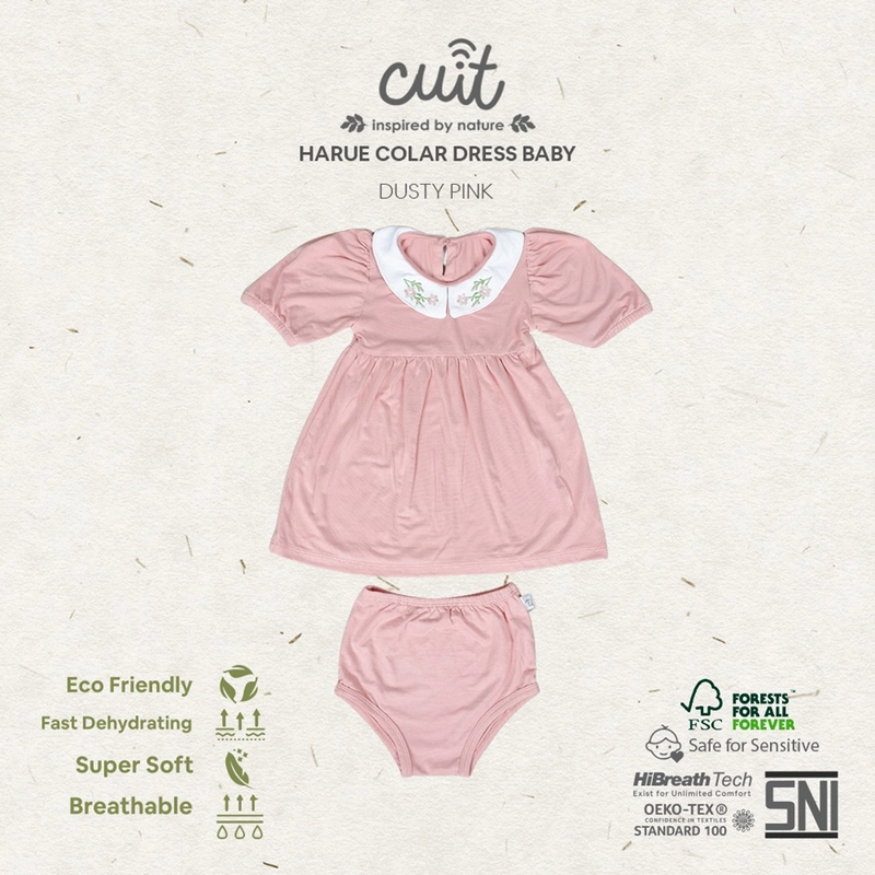 Product image CUIT Baby 3 Bulan - 2 Tahun Setelan Harue Dress Anak Perempuan M Dusty Pink