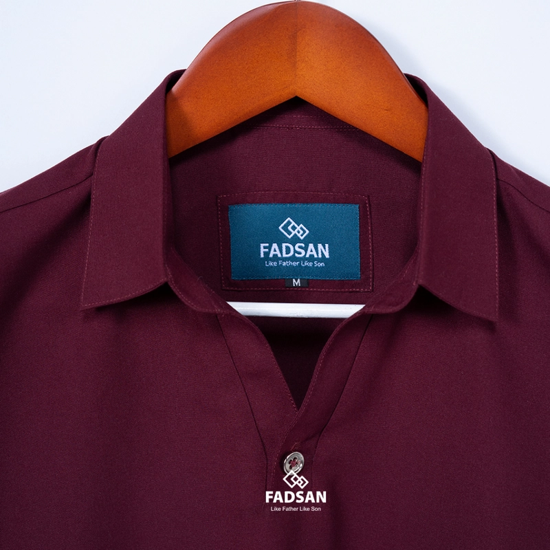 Product image FADSAN - Kemeja Couple Ayah dan Anak Lengan Pendek Formal Casual Warna Wine Maroon - Palta Series SIZE ANAK XS WINE MAROON