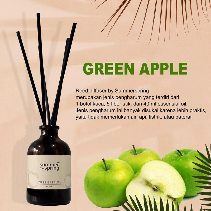 Product image Summerspring - Reed Diffuser Summerspring pengharum Ruangan Aromatherapy 40ml Green Apple