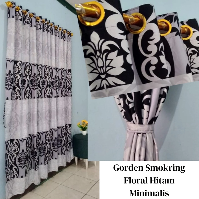 Product image Dyas Collection - Gorden Smokring 12 Ring Motif Floral Lebar 110 Tinggi 220 Floral Hitam