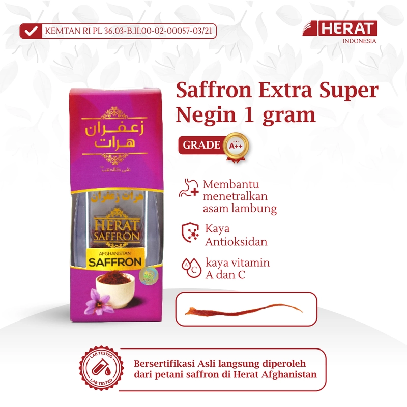 Product image Herat Saffron Indonesia - [BELI 2 SAFFRON GRATIS 1 TUMBLER] Herat Saffron Afghanistan - Premium Super Negin 0,5 gr Merah