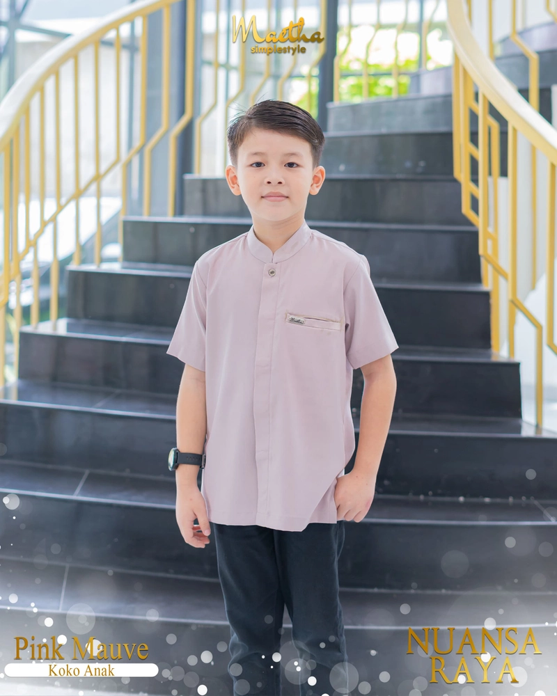 Product image Maetha - Maetha - Sarimbit Keluarga Lebaran Gamis Koko Couple Nuansa Raya Series Pink Mauve XS / X8S Koko Anak