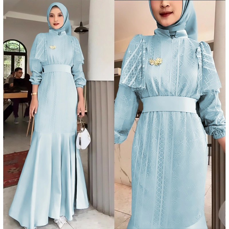 Product image astro - maxi dres wanita brokat celijca realpict M/L skyblue