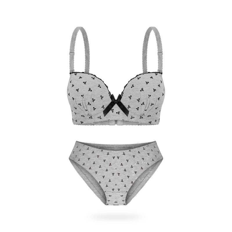Product image Youhave - Youve YouHave BH Set Bra Set Wanita Kawat Busa Sedang Cup B Kait 3 200026 38 Grey