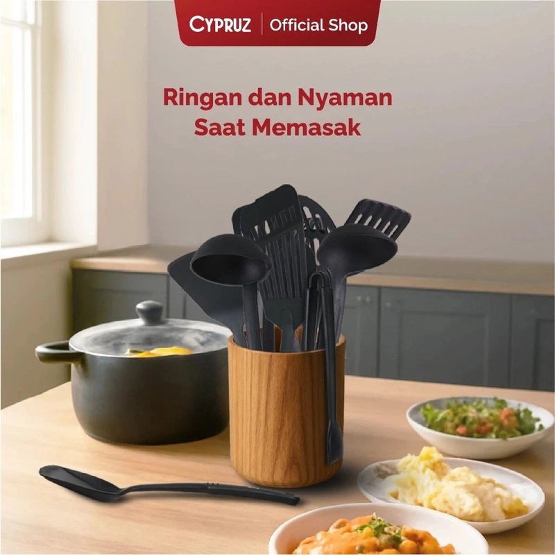 Product image Cypruz Official - Cypruz Utensil All Black Series Turner LUBANG AM-0378 S HITAM