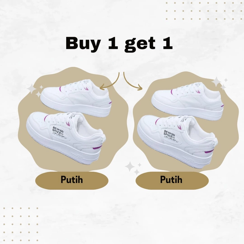 Product image LUXIA - Buy1 Get 1 Sepatu Kets Sneaker Wanita Daily Fashion Beyond Space BYS-01-Putih 36 Putih