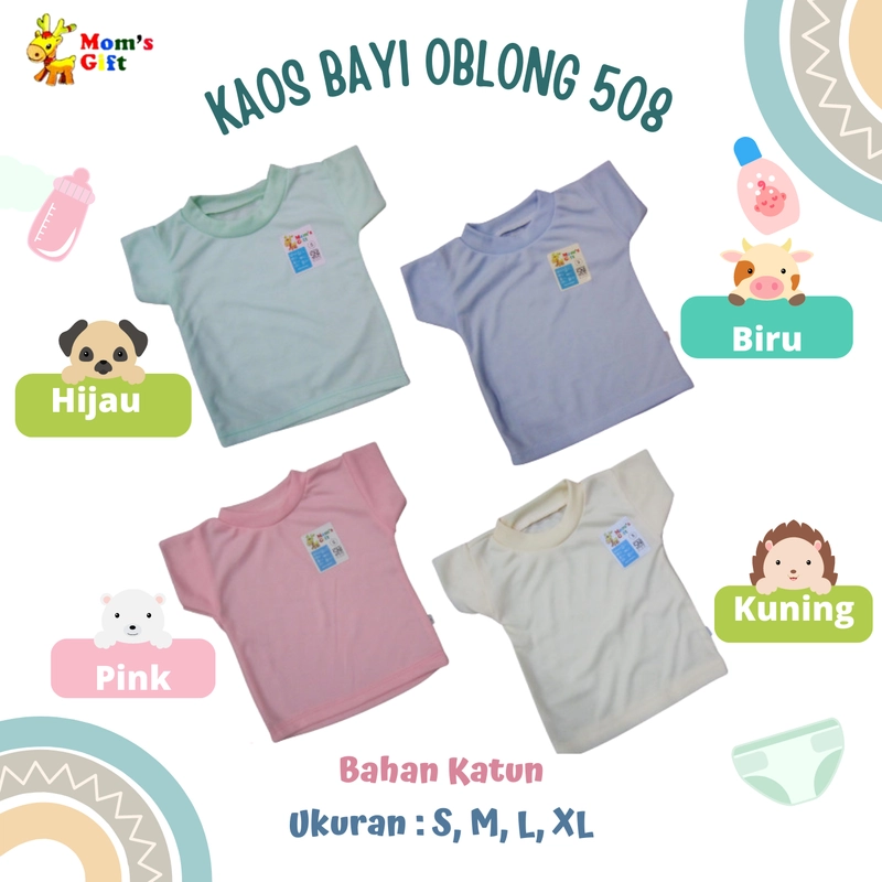 Product image Moms Gift 508 Kaos Oblong Bayi Harian Lengan Pendek Newborn 0 - 2 Tahun Bahan Katun L Kuning