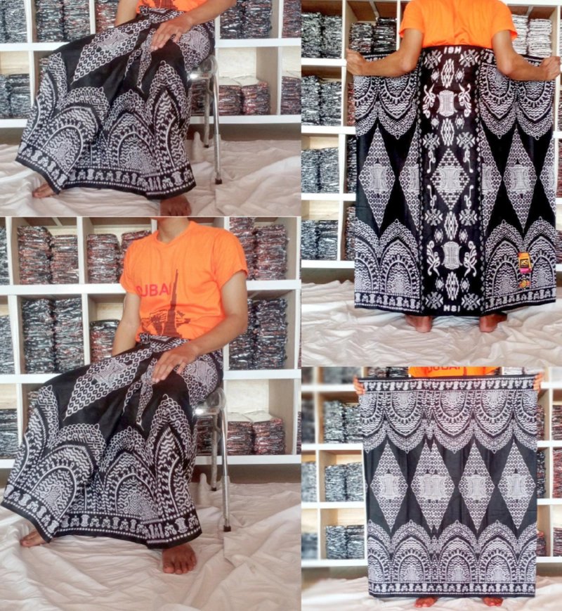 Product image Kois Batik - Sarung dewasa santri motif hitam putih Sarung dewasa Hitam putih