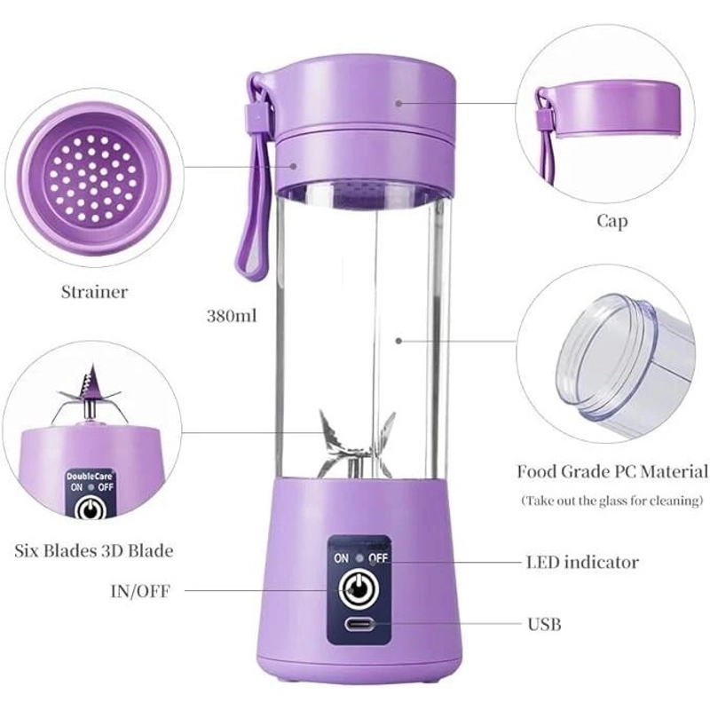Product image KAMJE Blender Portable Juicer Jus Buah Rechargeable 4 Mata Pisau Dilengkapi Saringan KMJ168 all variant Biru