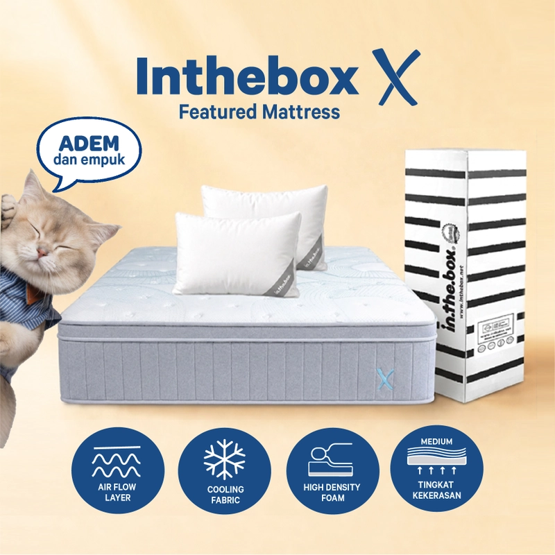 Product image INTHEBOX - Kasur Spring Bed Inthebox X Ukuran 90x200 (Single) F388X2-PP1B-090NTR 90 x 200 x 27 Cm Putih