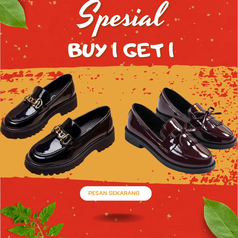 Product image Koekita - Paket Kombinasi Buy 1 Get 1 Sepatu Flat Oxford Wanita DR-002 & DR-005 40 HITAM & MAROON