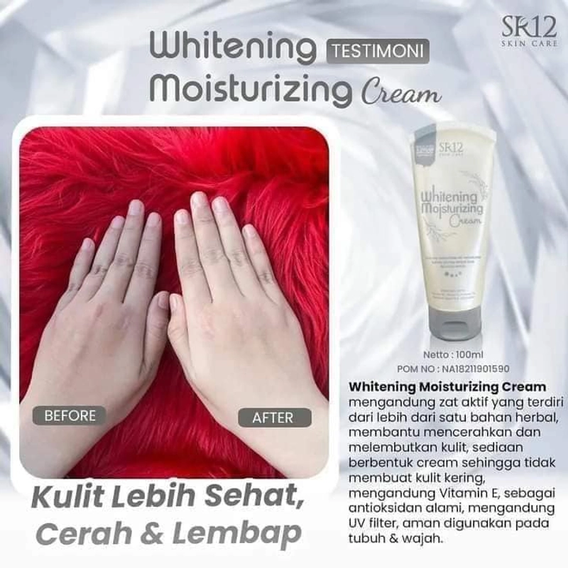 Product image SR12 Whitening Moisturizing Cream Pelembab Wajah Dan Badan Dengan Efek Putih Seketika 100 ml Moisturizer Cream