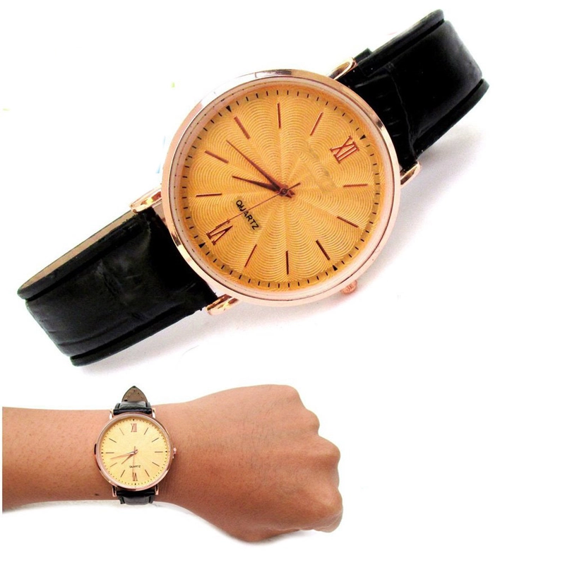 Product image Lanc Fashion - Man watch Jam Cloud Round Kasual Leather Croco WARNA BLACK