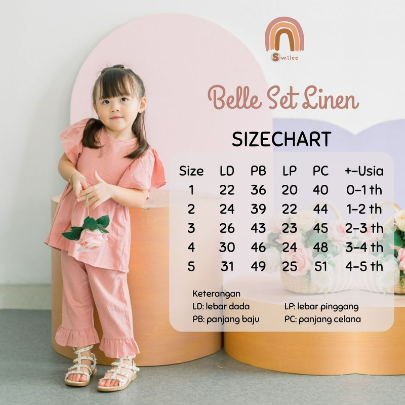 Product image Smilee - Belle Set Linen Setelan Anak Katun 2 Blue