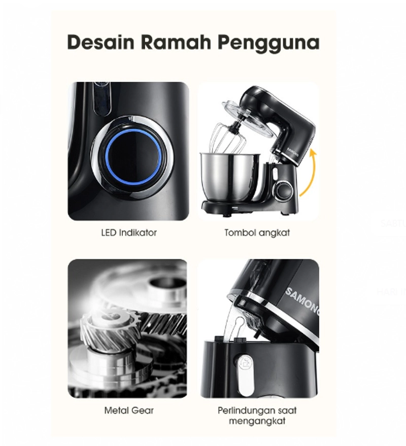 Product image UTAMAMEGA - Samono Stand Mixer SW KM550 Pengaduk Adonan 5Liter Type SW-KM550