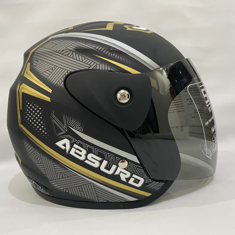 Product image CRX Helmet - Helm Nuvo Black Gold Doff - Helm SNI - Helm Dewasa L Nuvo Black Gold Doff