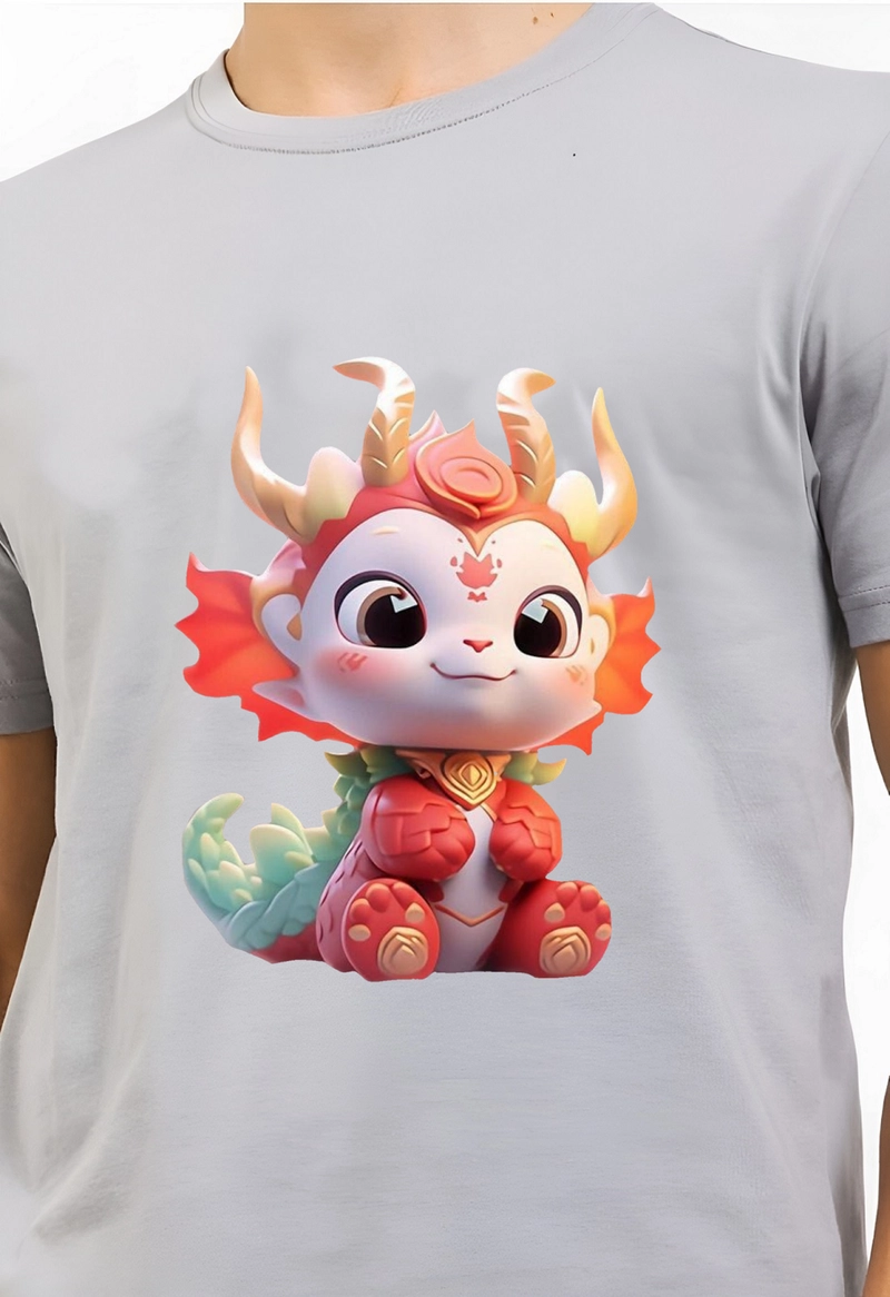 Product image astro - Kaos Pria Gambar 3Dimensi Naga Lucu M ABU