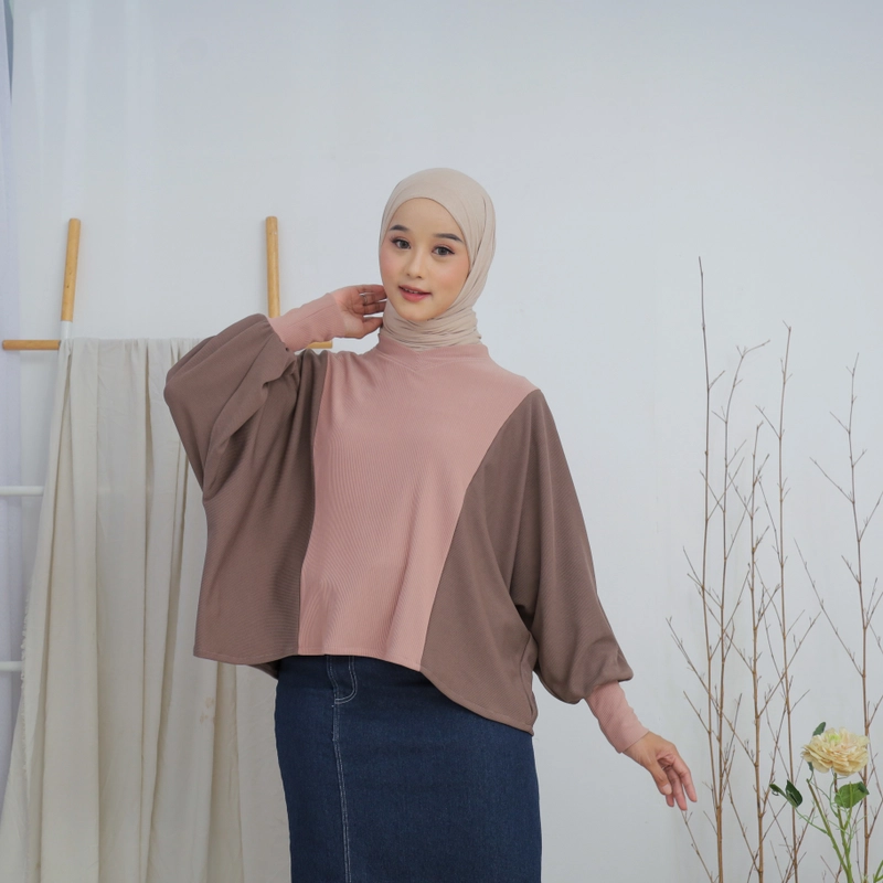 Product image Sseolshop - SSEOLSHOP - ANNELYN blouse wanita simple terlaris 2025 / baju muslimah terbaru lengan panjang warna M Peach