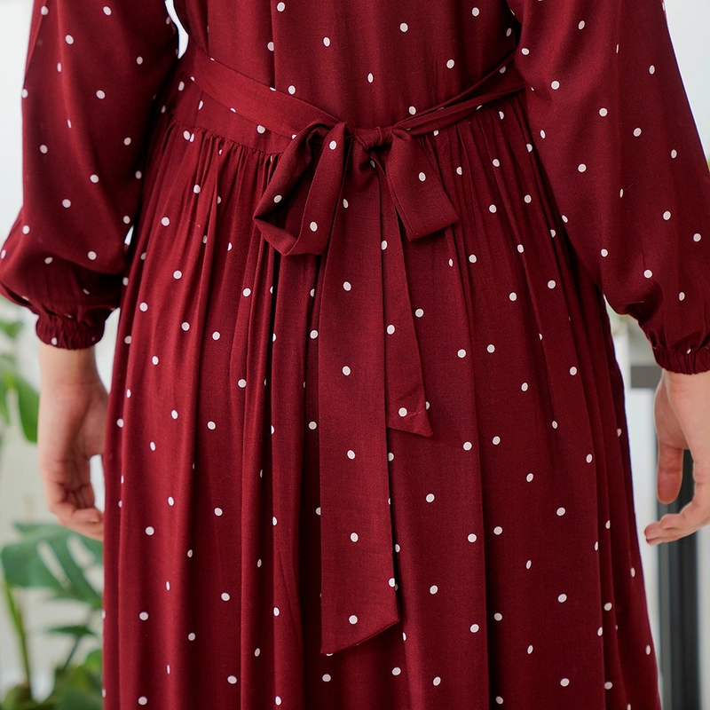 Product image Lusianasae - Yasmin dress Syari Muslimah warna MAROON bahan Rayon Viscose Premium Busui Friendly S MAROON
