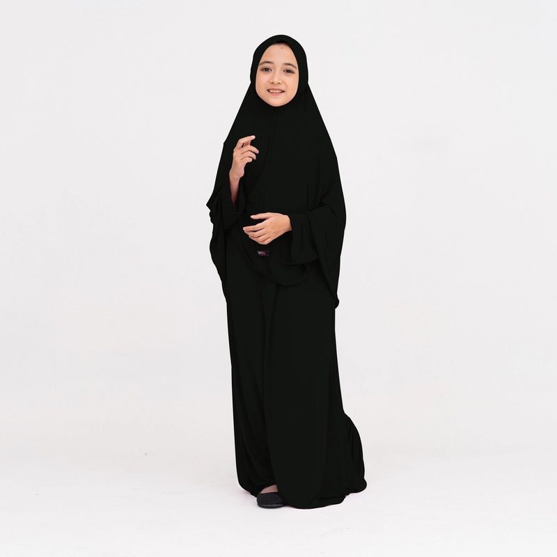 Product image Kakakeyza official - Gamis Syari Set Hijab Anak Tanggung usia 8 sd 10 tahun XL hitam