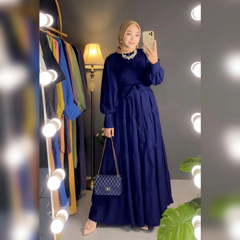 Product image [B1G1] BELI 1 GRATIS 1 Baju Gamis Wanita Renata Dress (Permium Quality) All size fit to XL Navy