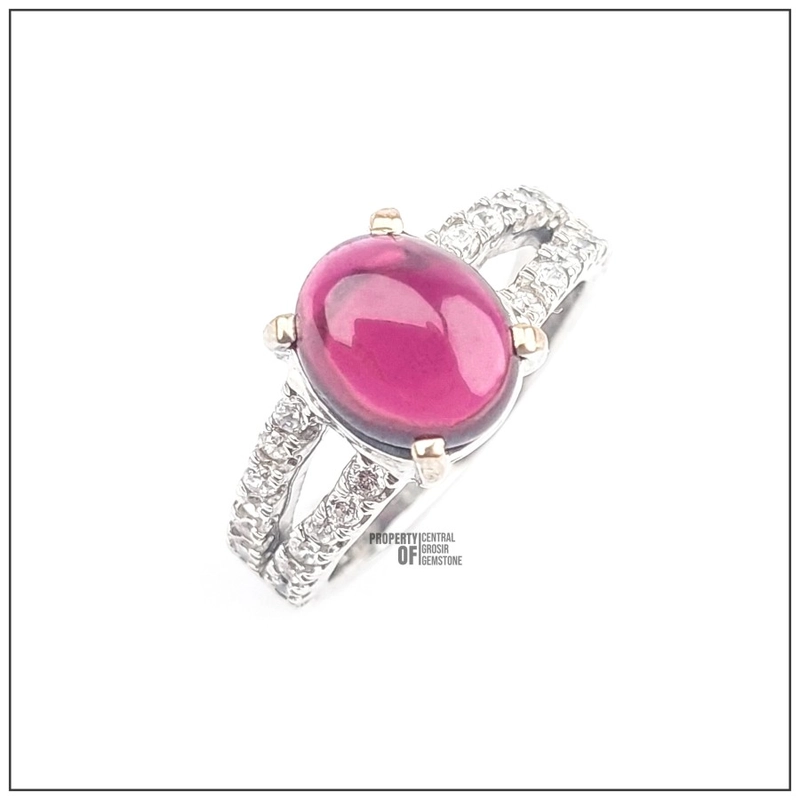 Product image CENTRAL GROSIR GEMSTONE - Natural Rhodolite Garnet Permata Batu Cincin Wanita Perak Silver Asli 15 Red
