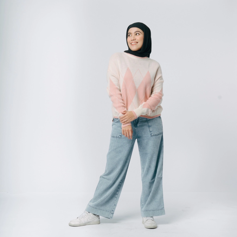 Product image MKY Clothing - SWEATER RAJUT CROP DIAMOND One Size Pink