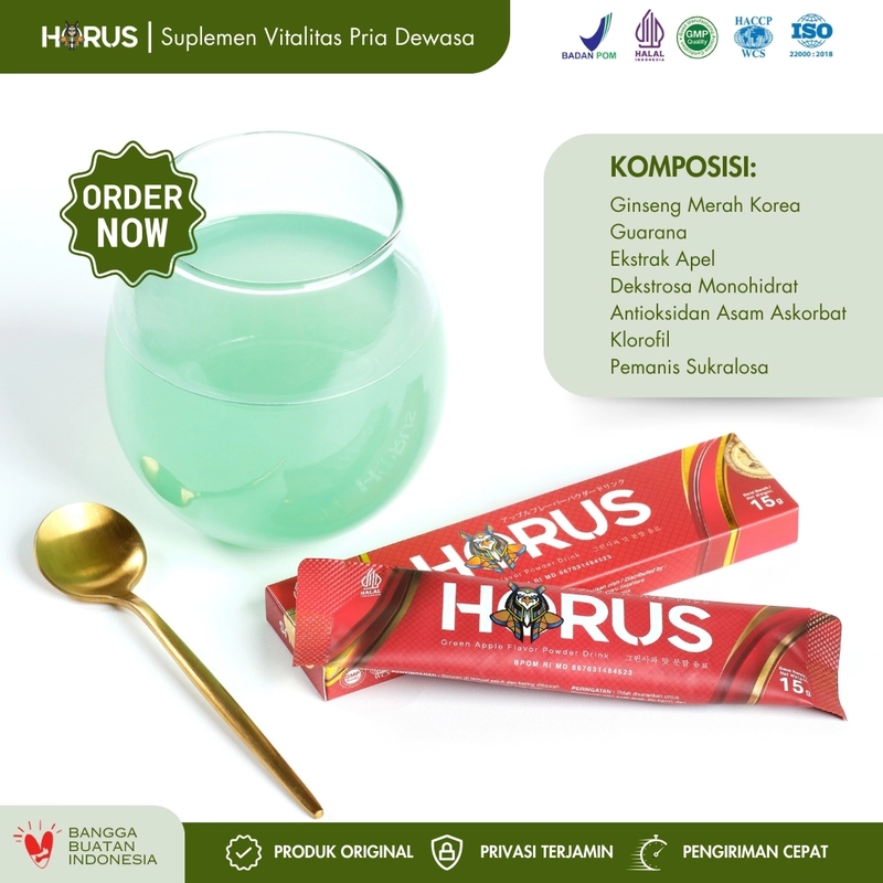 Product image Suplemen Vitalitas Pria Dewasa HORUS - Isi 1 Sachet Rasa Apel Hijau