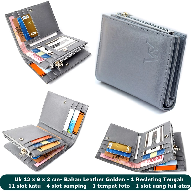 Product image Lanc Fashion - Dompet Kasual Kartu Pria Flip Zipter Stand Resleting Leather WARNA GREY