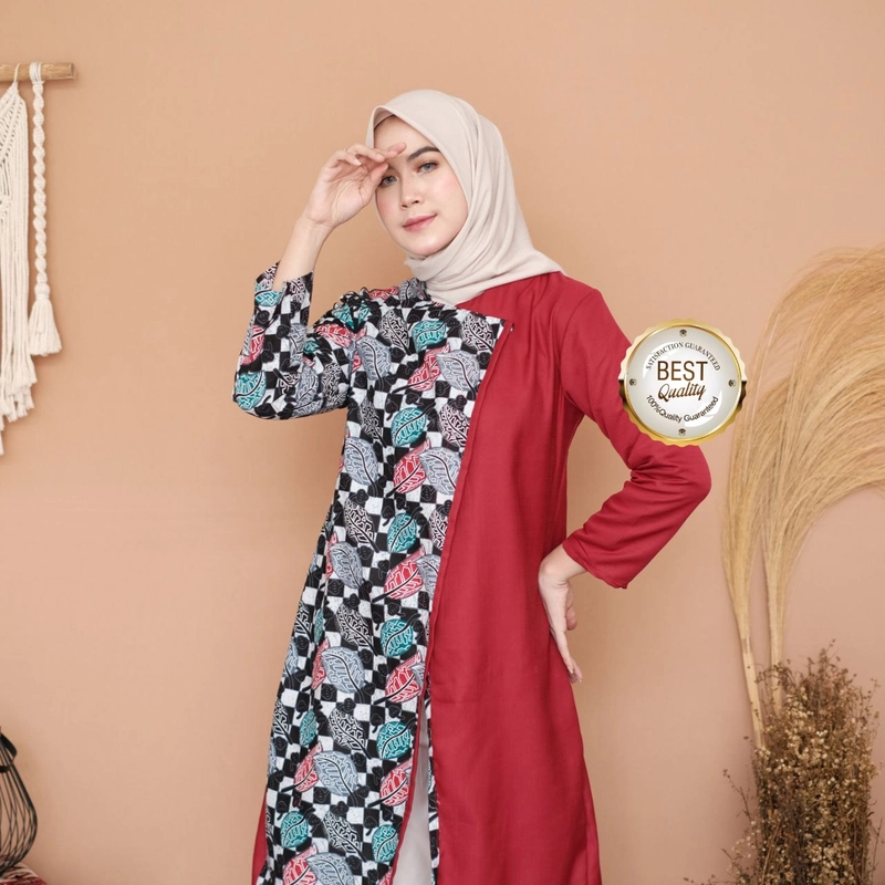 Product image Kois Batik - Baju Atasan wanita model baru tunik bagus Batik kombinasi Xl Maron