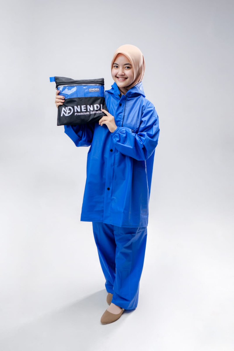 Product image Allstore - JAS HUJAN SETELAN PRIA WANITA PVC 025 ANTI REMBES AIR BERKUALITAS L BIRU