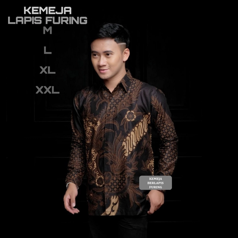 Product image Rambe Batik Indonesia - Batik Zeyhan Kemeja Lengan Panjang Berlapis Furing Asahi Bahan Katun Ori SIZE M ZEYHAN A