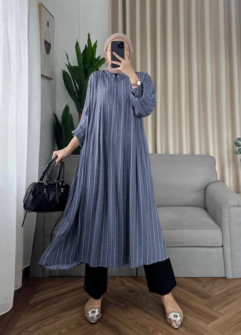 Product image Khisna collection - Set tunik jelita wanita cantik Allsize Abu denim