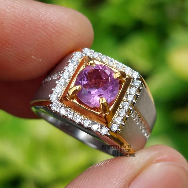 Product image CENTRAL GROSIR GEMSTONE - Cincin Batu Amethyst Asli Natural Kecubung Ungu Ring Perak Silver 7 Ungu
