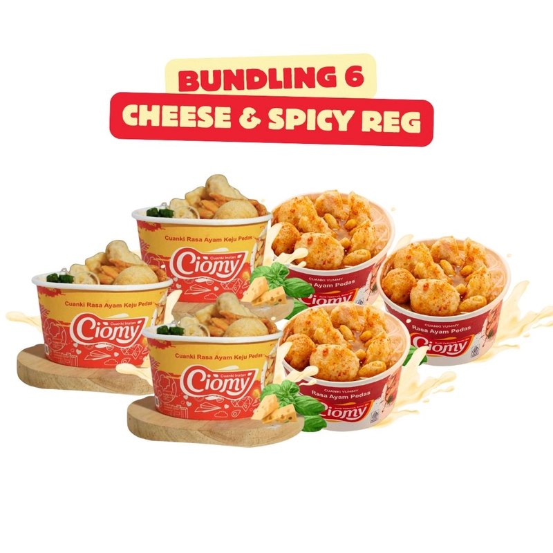 Product image Makanan RIngan Paket Bundling 6 Mix Cheese & Spicy Reguler Cup (3 Cheese & 3 Spicy)