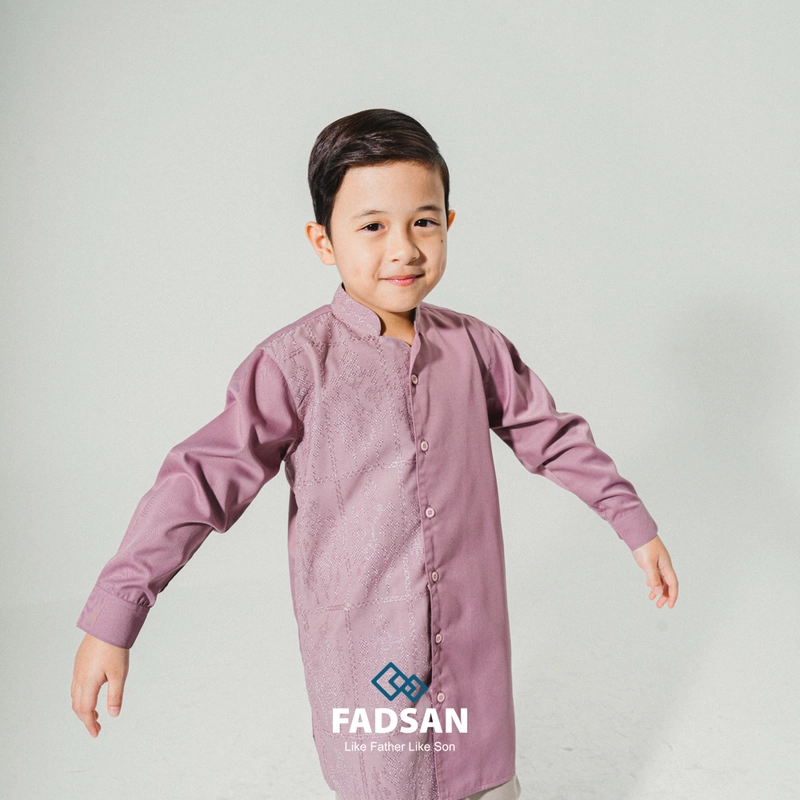 Product image FADSAN - Baju Kurta Bordir Ayah & Anak Lengan Panjang Warna Lilac - Kashmir Series SIZE ANAK XS KASHMIR LILAC