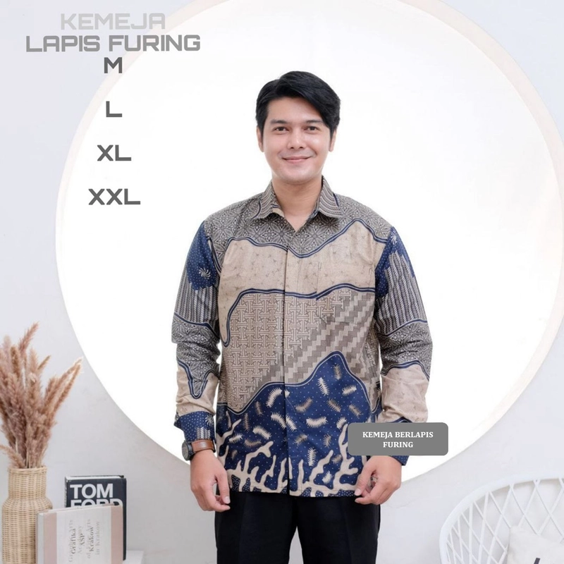 Product image Batik Arya Kemeja Lengan Panjang Berlapis Furing Asahi Bahan Katun Ori SIZE M ARYA A