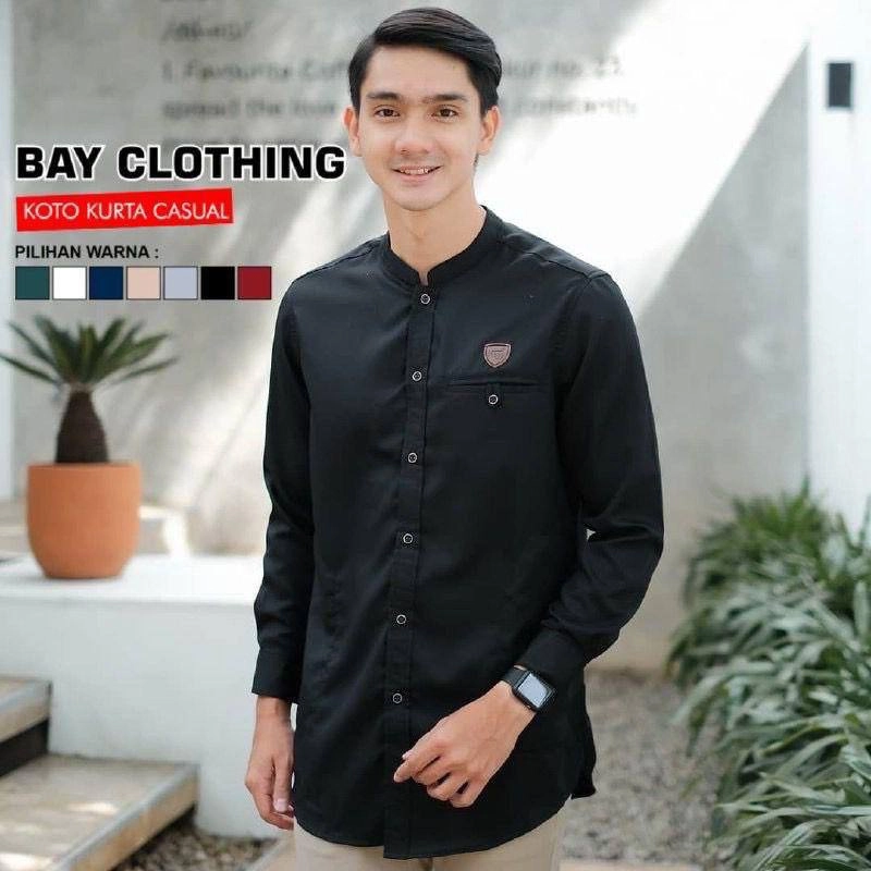 Product image Juragan Kurta - Baju Koko Lengan Panjang Polos bagus sekali Banyak Warna M Polos hitam