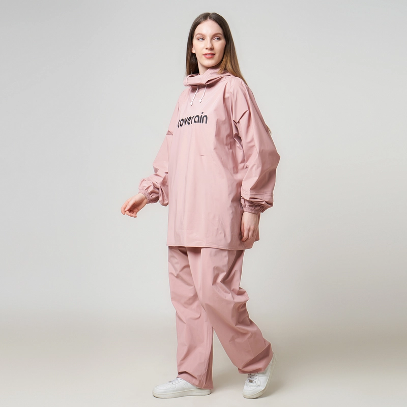 Product image Coverain - Coverain Jas Hujan Hoodie Premium Tebal Elastis Jumbo Dusty Pink